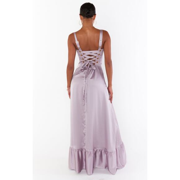 Show Me Your Mumu Clarissa Corset Dress in Dusty Purple Luxe Satin XS NWT - Picture 3 of 8